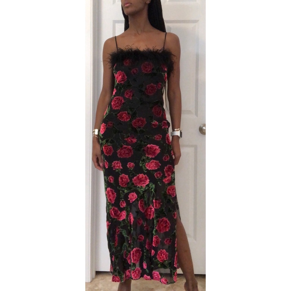 Velvet Rose & Feather Dress
